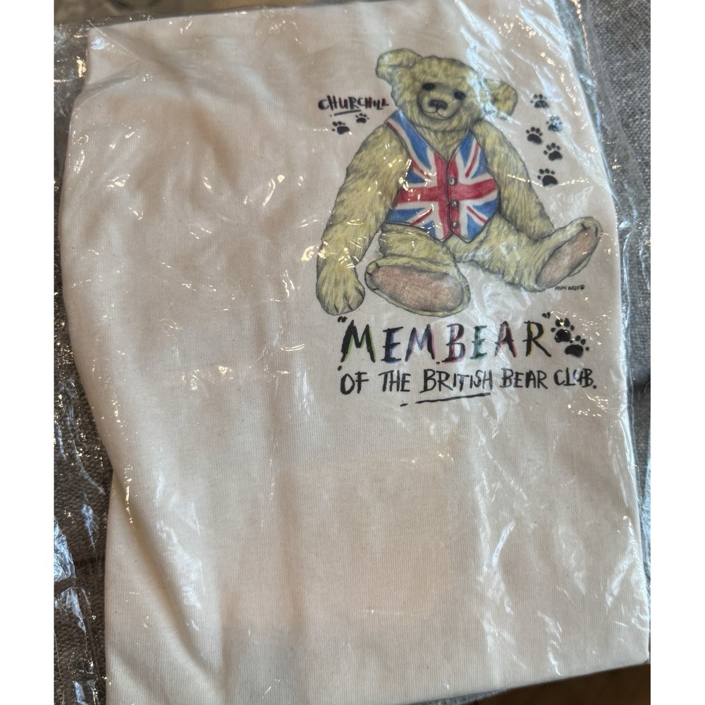 Vintage Single Stitch Graphic T Shirt Large Churchill British Bear Screen Stars